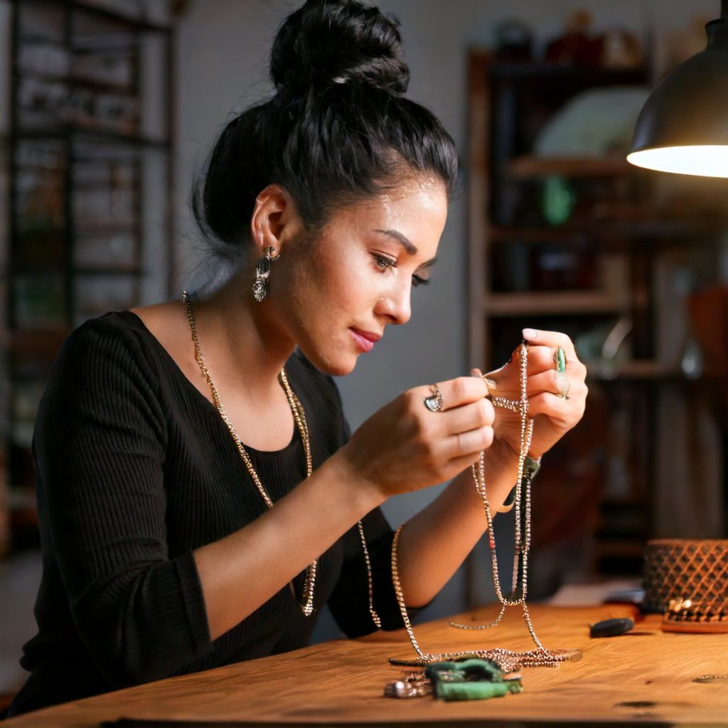 Sophie, une solopreneure, creéatrice de bijoux